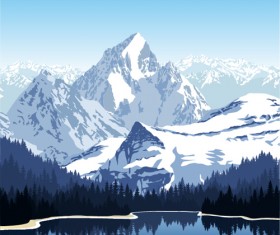 Mysterious snow mountain landscape vector graphics 07