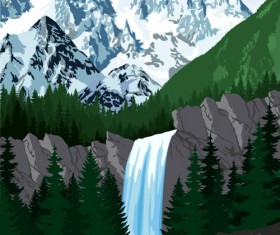 Mysterious snow mountain landscape vector graphics 08