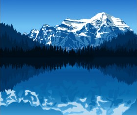 Mysterious snow mountain landscape vector graphics 09