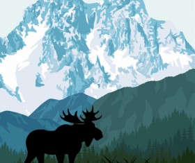 Mysterious snow mountain landscape vector graphics 10