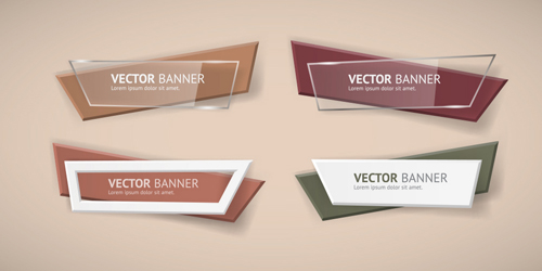 Origami business banners vector material 04