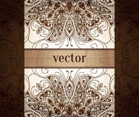 Ornate dark floral book cover with invitation card vector 01