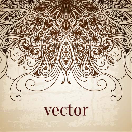 Ornate dark floral book cover with invitation card vector 02
