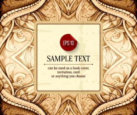 Ornate dark floral book cover with invitation card vector 03