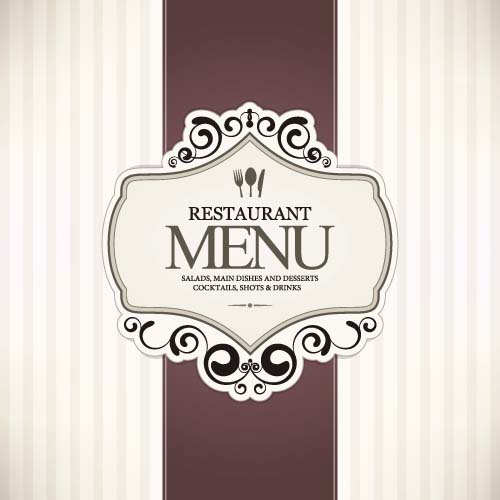 Ornate restaurant menu vintage vector 01