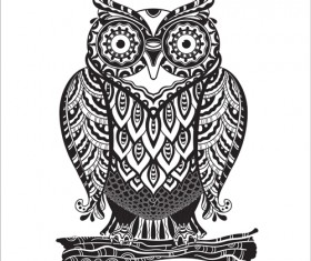 Owl with ornament floral vector 02 free download