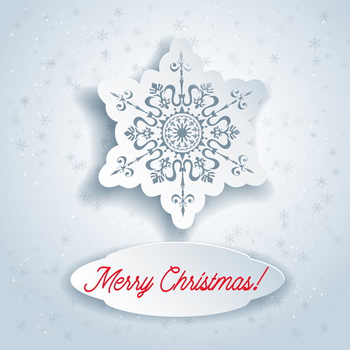 Paper snowflake christmas whtie background vector 01