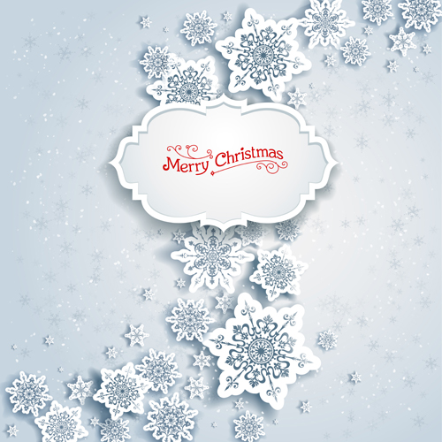 Paper snowflake christmas whtie background vector 02