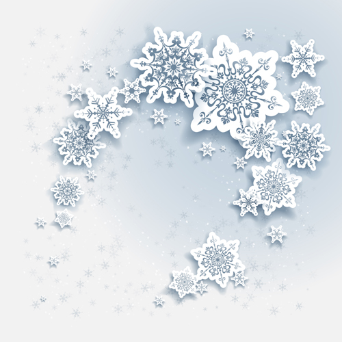 Paper snowflake christmas whtie background vector 04