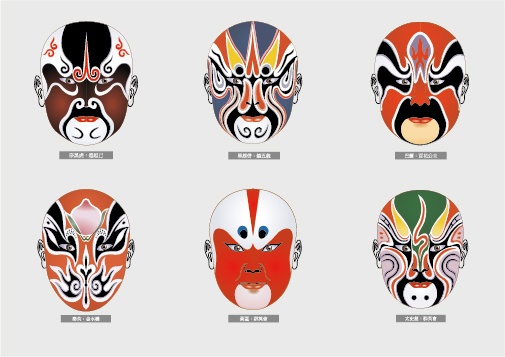 Peking Opera Make-ups vector material 01