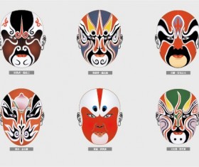 Peking Opera Make-ups vector material 02