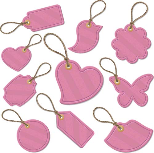 Pink cute tags vector material