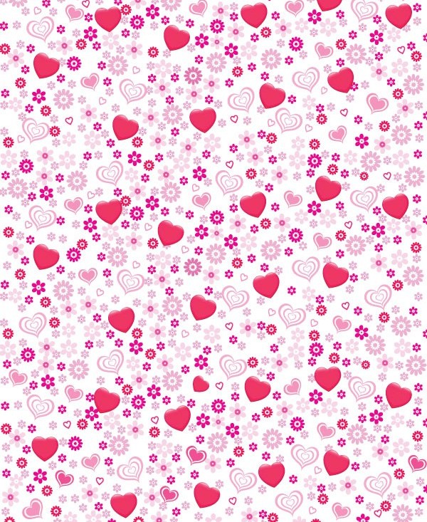 Pink heart-shaped flower pattern vector set