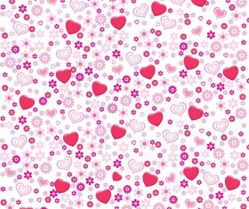 Pink heart-shaped flower pattern vector set