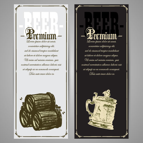 Pub beer menu vintage styles vector 02