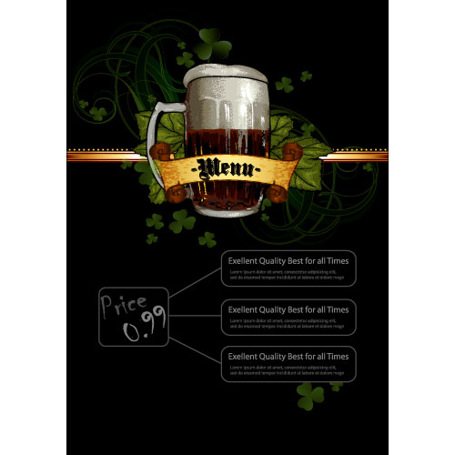 Pub beer menu vintage styles vector 04
