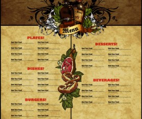 Pub beer menu vintage styles vector 07