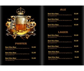 Pub beer menu vintage styles vector 08