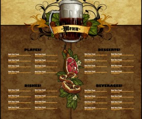 Pub beer menu vintage styles vector 09