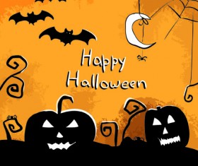 Pumpkin halloween poster vintage vector 01