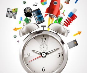 Realistic alarm clock design vector 02