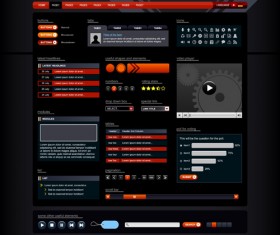 Red with black website template vector design 01