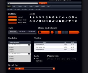 Red with black website template vector design 02