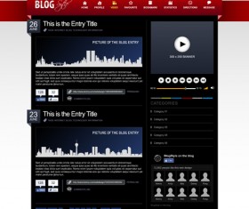 Red with black website template vector design 03