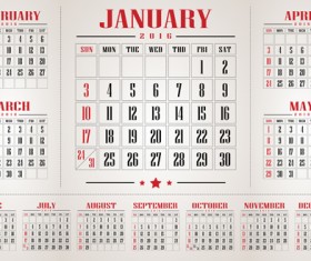 Retro 2016 calendars design vector material 02