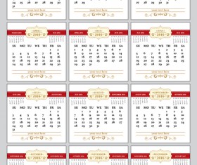 Retro 2016 calendars design vector material 05