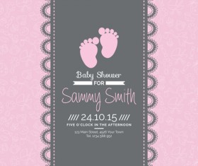 Retro baby shower cards 01 vector