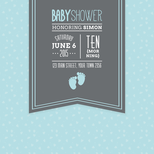 Retro baby shower cards 04 vector