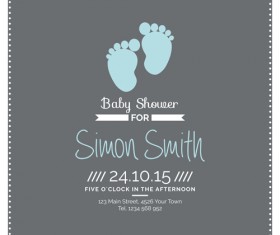 Retro baby shower cards 05 vector