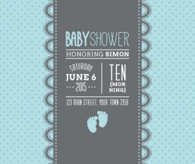 Retro baby shower cards 07 vector
