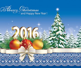 Ribbon bow with lace 2016 christmas background vector
