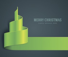 Ribbon christmas tree green vector
