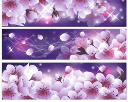 Cherry blossoms banner vectors material
