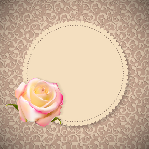 Rose cards with decor pattern vector 04