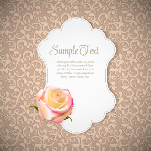 Rose cards with decor pattern vector 05