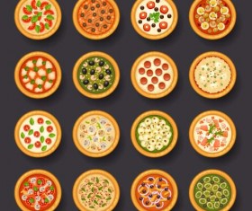 Round pizza vector icons