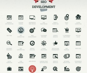 SEO with develpoment icons set
