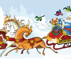 Santa Claus and horses 2016 vector