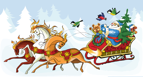 Santa Claus and horses 2016 vector