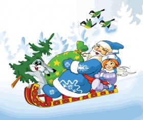 Santa Claus and rabbit 2016 vector