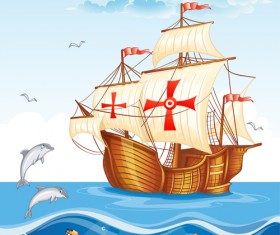 Sea with underwater world cartoon vector 03