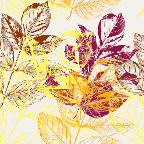 Seamless pattern with autumn leafs vector