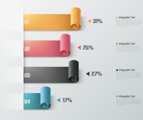Set of 3d effect Infographics elements vector 04