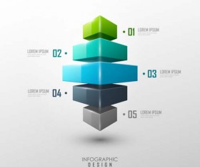 Set of 3d effect Infographics elements vector 05