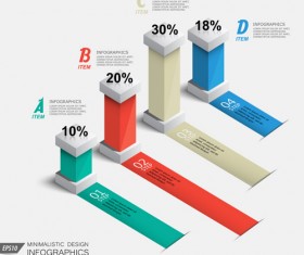 Set of 3d effect Infographics elements vector 06