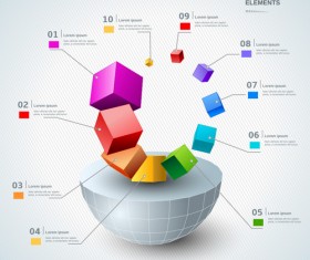 Set of 3d effect Infographics elements vector 07